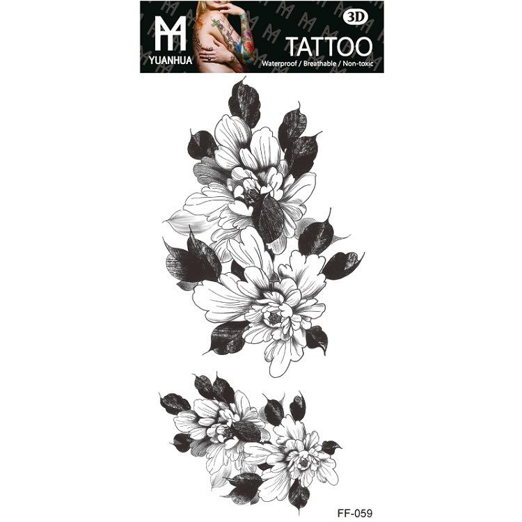 Plain Flower Bohemian Blue Rose Mermaid Waterproof Tattoo Sticker Simulation Water Transfer Sample Sticker