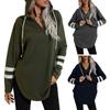 Women's V-neck Loose Casual Bat Sleeve Hooded Sweater