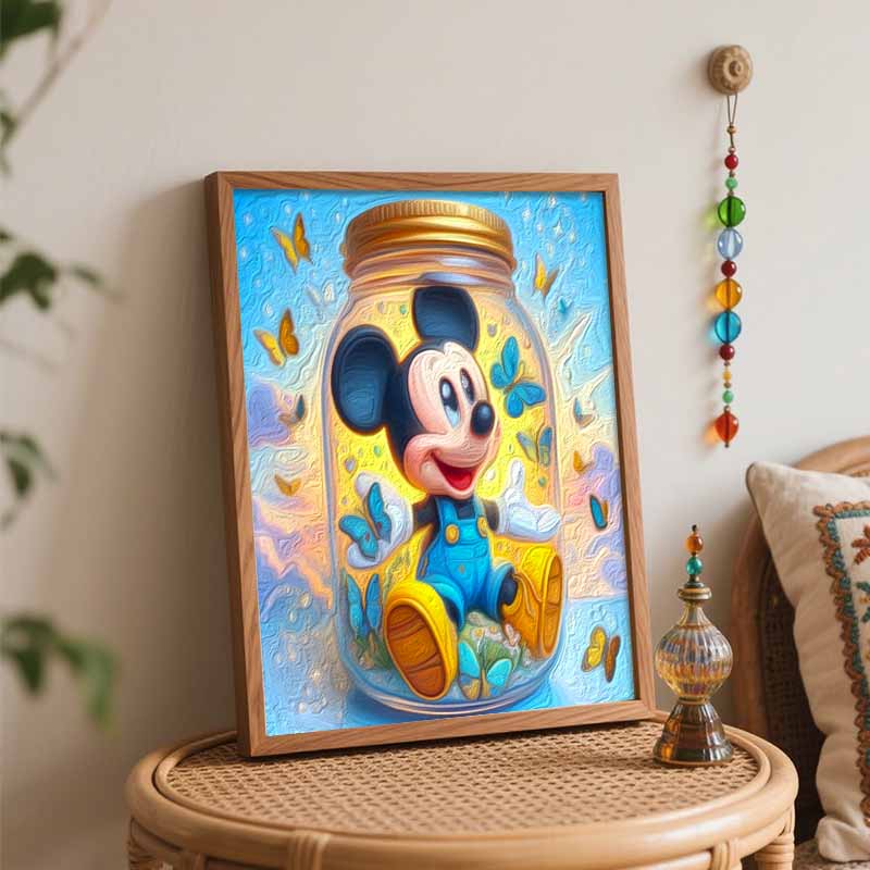 Disney Mickey Mouse Butterfly Jar Oil Paint Art Painting Kit Home Wall Decor Handmade Gift Creative Craft DIY Relaxing Artistic Hobby