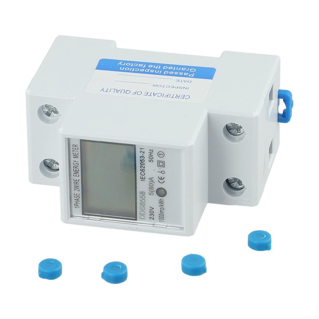 Digital LCD Kwh Wattmeter Power Consumption Energy Meter Electric Din Rail 230V