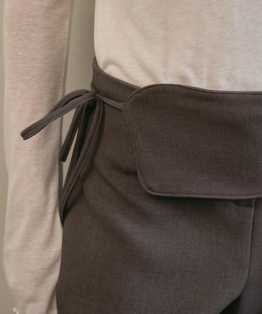 Aueonoseuteljia Waist Wrap Slim Boots Cut Pants_Brown(O25-Pt10)