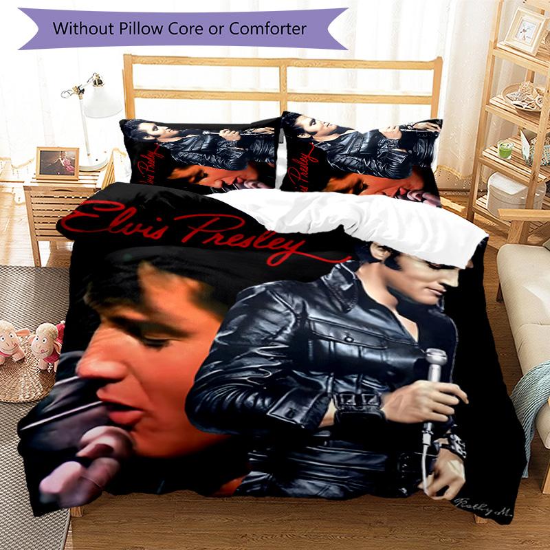 Elvis 3pcs Bedding Set Duvet Cover Closure Includes 1 Duvet Cover & 2 Pillowcases for All Seasons Bedroom Home Dorm Decor