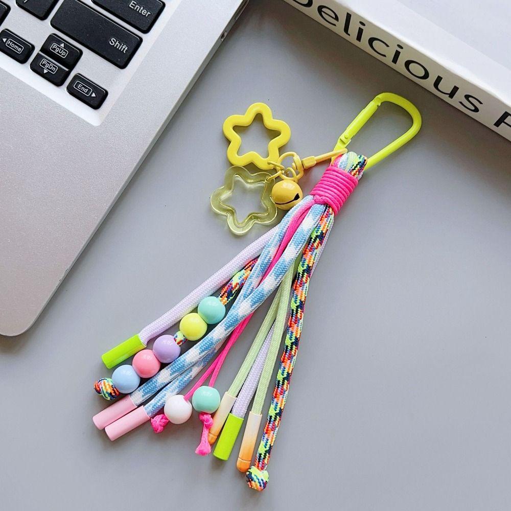 Dopamine Bohemian Tassel Pendant Colorful Ethnic Style Pendant Braid Rope Bag Charms  Bag Hanging