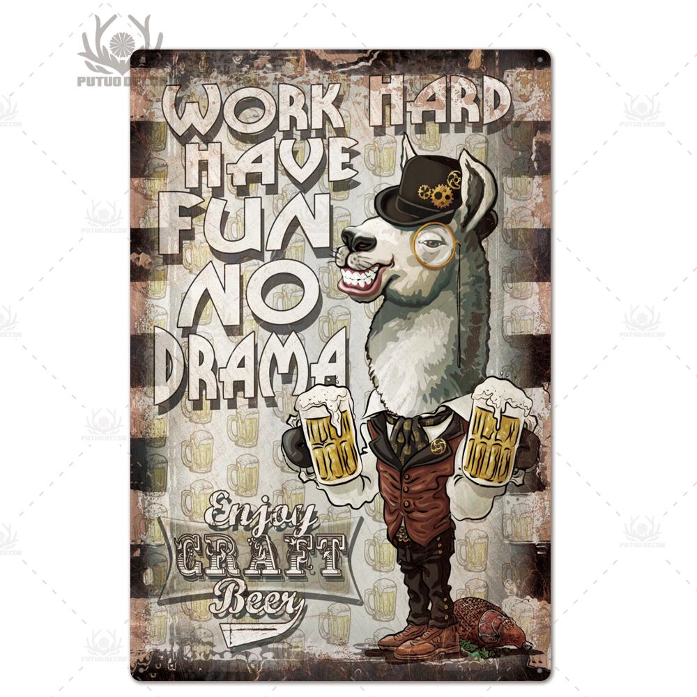 Putuo Decor Lustiges Bier Blechschild Plakette Metallschild Vintage Poster Wanddeko für Bar Pub Club Man Cave Retro Kunst Dekorativ