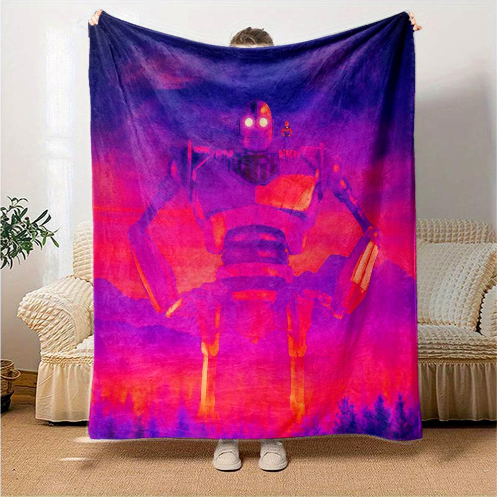 The Iron Giant Flannel Blanket, High quality Comfortable for All Seasons, Home Decor, Warmth and Comfort