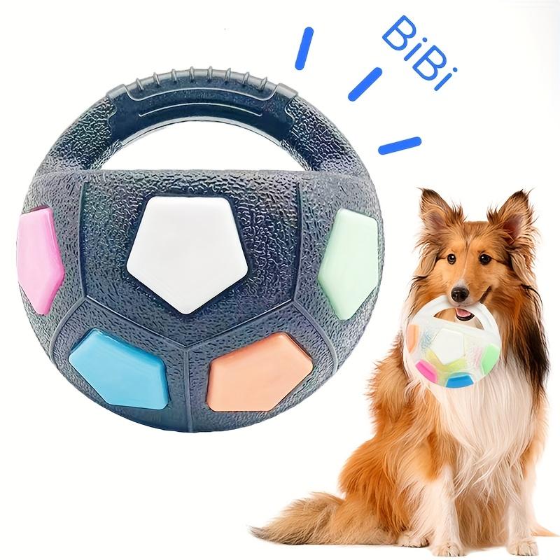 Interactive Dog Toy with Handle, Durable TPR Squeaky Football for Training and Play