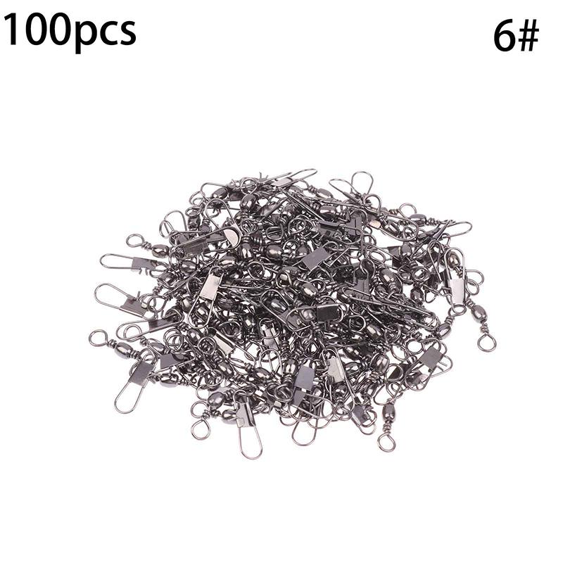 5 Size 100Pcs/Pack Swivels Fishing Connector Pin Bearing Rolling Swivel Snap Fastlock Clips Fishhook Fishing Tackle