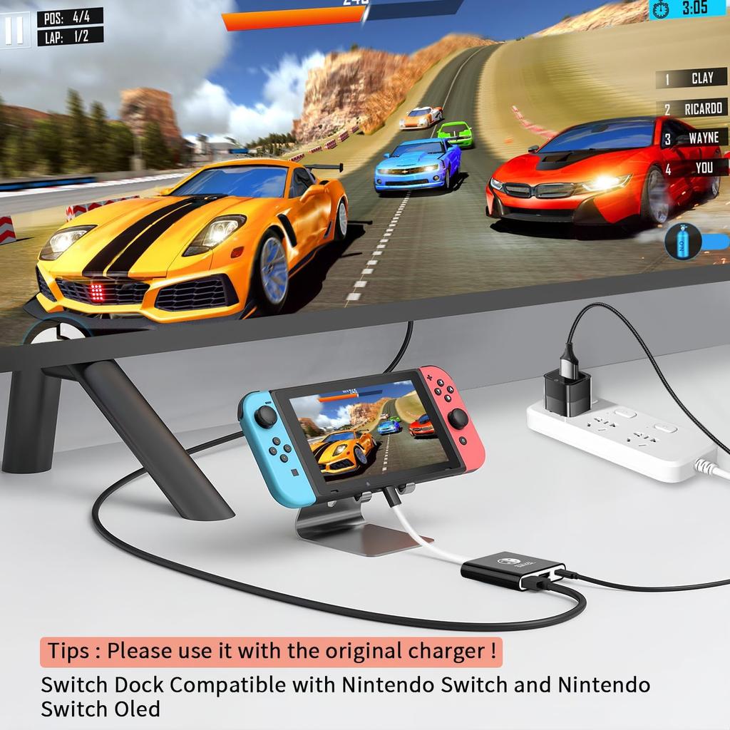 3-in-1 Portable  Adapter Docking Station with HDMI USB 3.0 Charging Port for Switch TV Console Gaming Devices