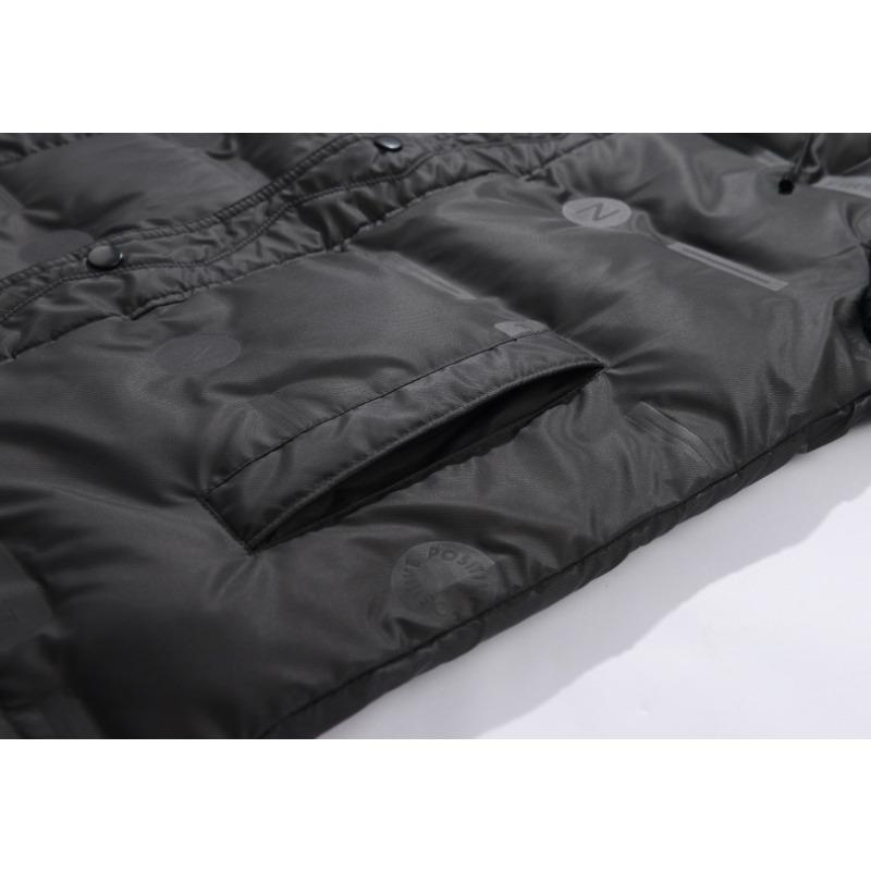 2025 Winter Fashion Casual Down Jacket PU Fabric Men's Hooded Trend Men's Loose Warm Down Jacket Cotton Jacket