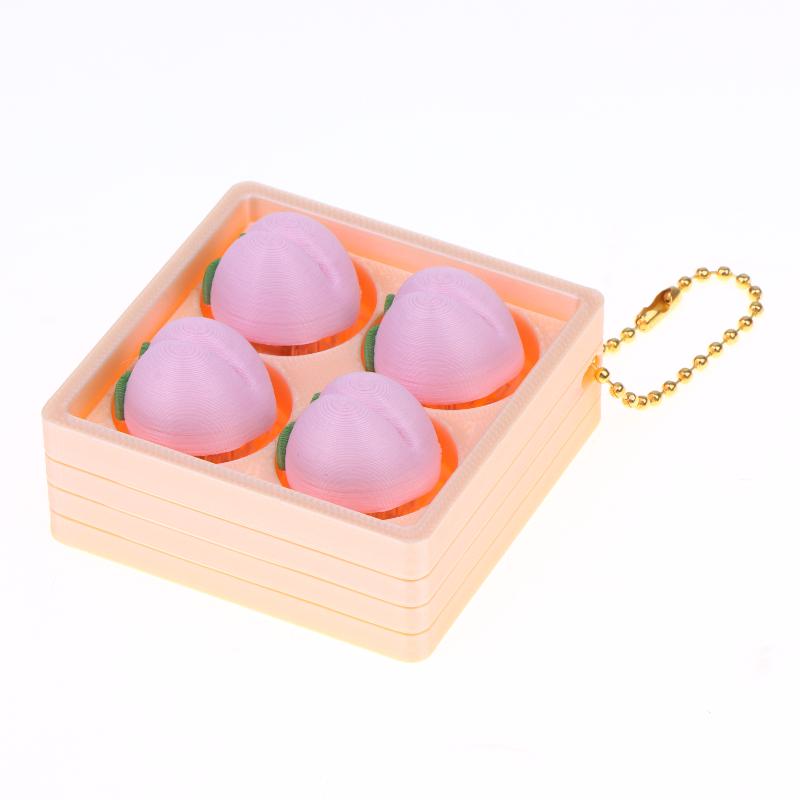 Creative Cute Fruit 2/4-Square Button Keychain Kids Portable Stress Relief Toy Charm Couple Bag Ornament