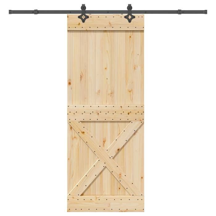 VidaXL Sliding Door and Hardware Kit 90x210 Cm Solid Pine 3332781
