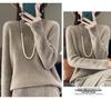 Women's High-Neck Wool Sweater: Seven-Needle Double-Strand, Thickened Vertical Rib Knit, Loose Fit, Long-Sleeved Autumn/Winter Base Layer.