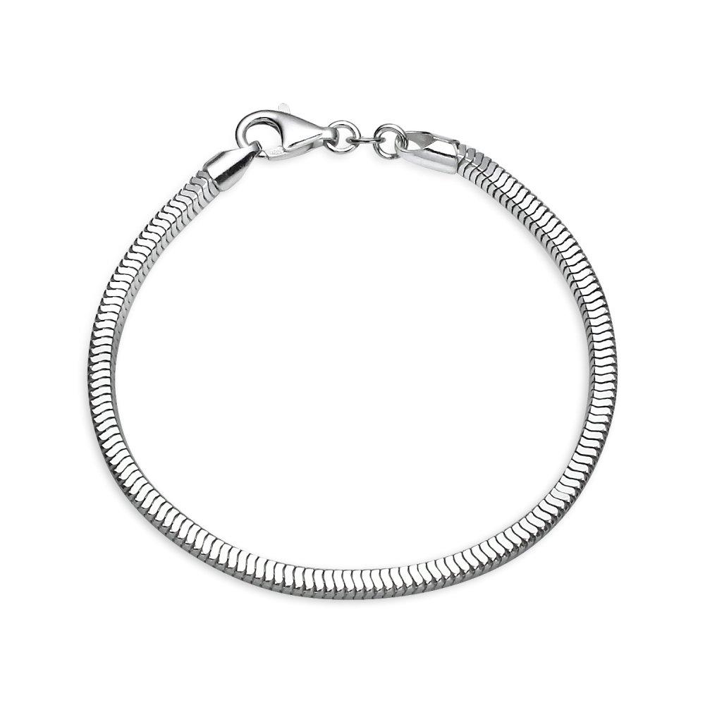 

Sterling Silver Highly Polished 3mm Thick Sleek Rope Square Snake Chain Bracelet 7 Inch