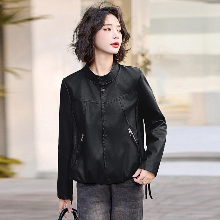Loose Leather Jacket Women's Jacket Short Jacket Spring and Autumn Temperament Fashion Small Casual Motorcycle Clothes