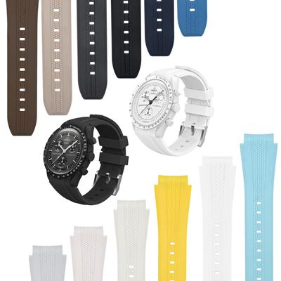 Watch Band 20mm Omega Swatch Belt Omega X Swatch MoonSwatch Speedmaster Unisex Quick Release Silicone Strap [SineMetu] (Black)