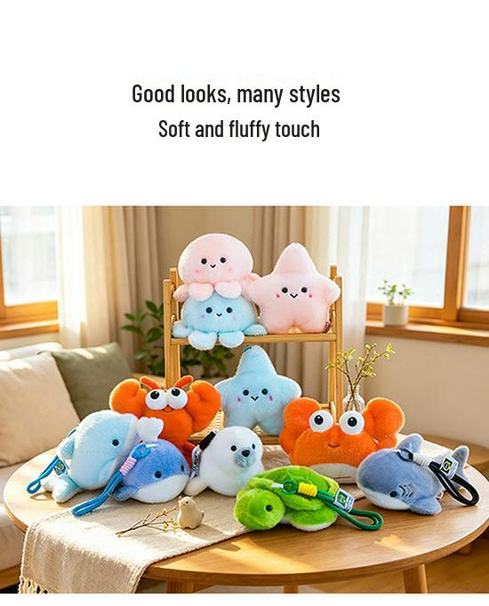 Ocean Series Plush Toy Bag Pendant - Girls' Aquarium Souvenir Gift