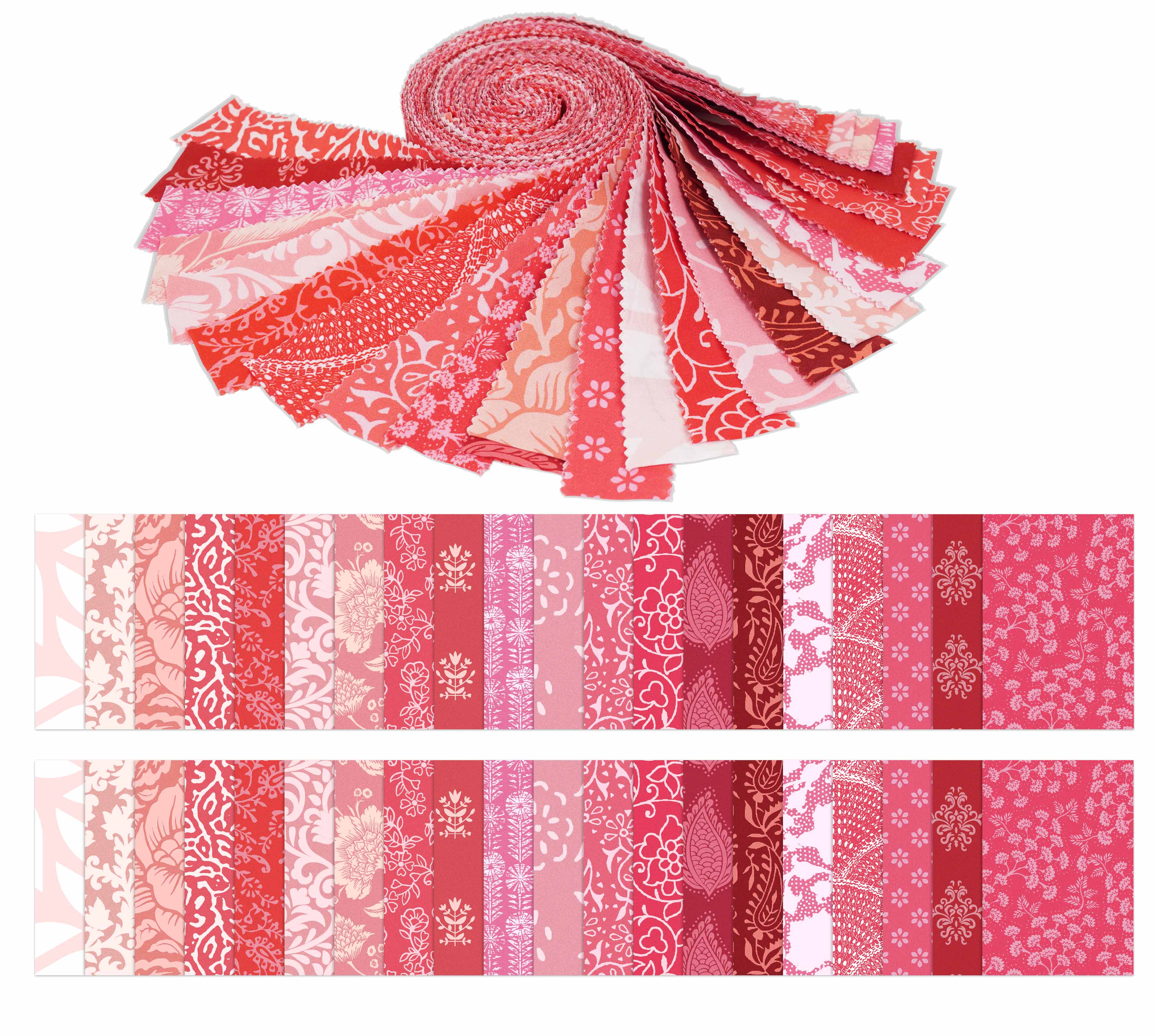 

Soimoi 40Pcs Asian Block Print Cotton Precut Fabrics For Quilting Craft Strips 2.5x42inches Jelly Roll - 1.5x42inches рожевий