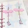 Sweet Bowknot Phone Charm Angel Wing Pendant Keychain for Bag Accessory Phone Strap Lanyard Beaded Key Chain Jewelry