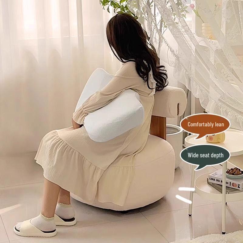 Cream Lamb Wool Hippo Chair: Modern Single Sofa for Bedroom & Living Room