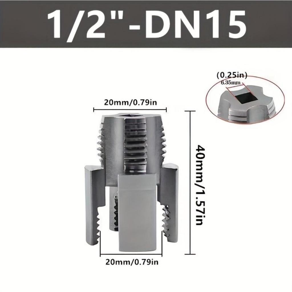 

Pipe Threading Die Set – 1/2 & 3/4 NPT, for Metal Water Pipe, Electric Drill Compatible