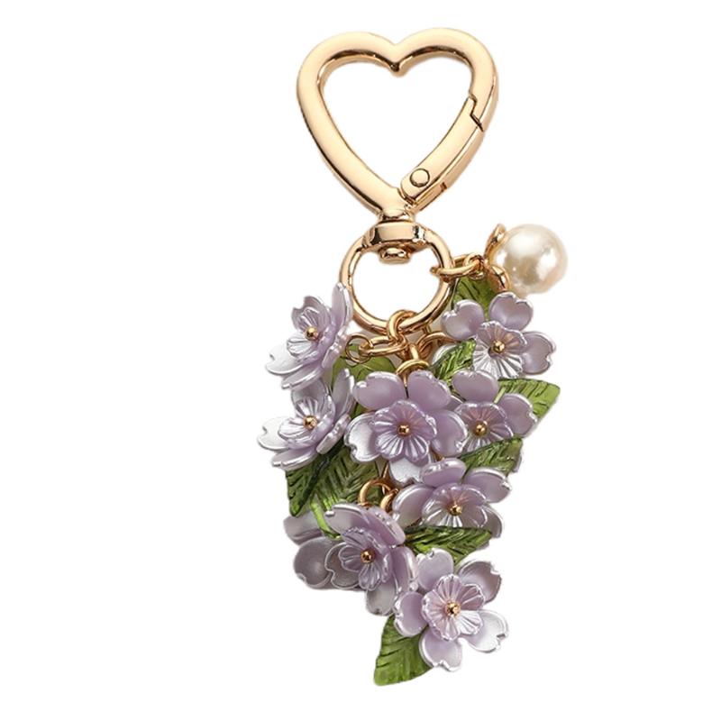 Portachiavi a forma di cuore pieni di fiori, alla moda e creativi, Decorazioni per borse, Portachiavi da appendere ai bagagli
