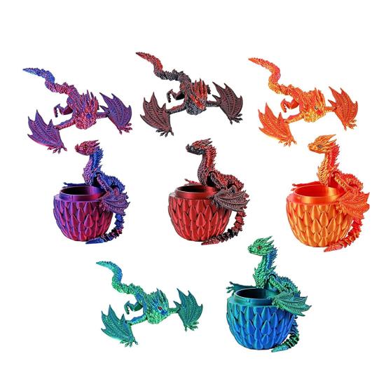 3D Printed Dragon Egg Figurine Movable Joints Flying Dragon Figure Fidget Toy Dragon Egg with Articulated Dragon Inside Decoration Ornament