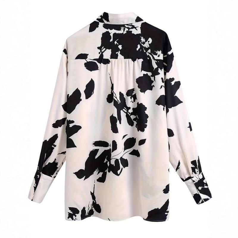 

Свободная Новая Весенне-Осенняя Рубашка Ленивый Принт Шелковый Атлас Ретро Темперамент Длинный Рукав Женский Топ S белый