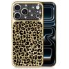Leopard Print iPhone 17 Pro Max Case with Electroplated Water Flash Diamonds & Lens Protection