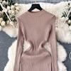 Abito aderente a maniche lunghe a maniche lunghe con scollo a O elegante elegante da donna Abito aderente in maglia aderente alla moda sexy con abiti elastici sottili