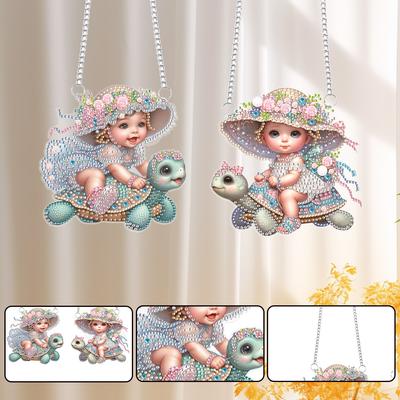 2 Stück 2D/Flach DIY Spezielle Form Hängende Diamantmalerei Kits Diamantmalerei Set Diamantmalerei Anhänger DIY Heimdekoration Hängender Anhänger