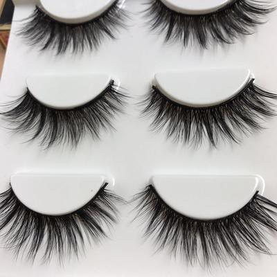 Künstliche Wimpern aus Nerzhaar, drei Paar mehrschichtige, dreidimensionale Wimpern, natürliches, nacktes Make-up, Curling-Wimpern
