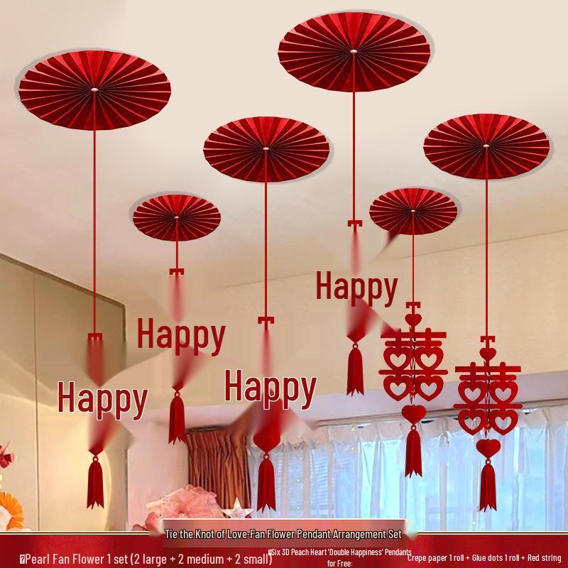 Double Happiness Wedding Ceiling Decoration: Square Hanging Ornament for Bedroom, Living Room, or New Home