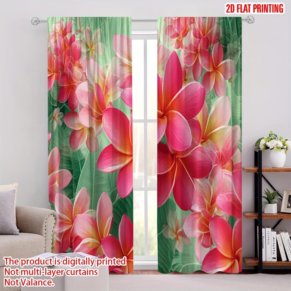 Vibrant Tropical Floral Curtains Digital Print Pink Red Botanical Leaf Curtain Drapes Polyester Window Treatment Luxury Home Dec