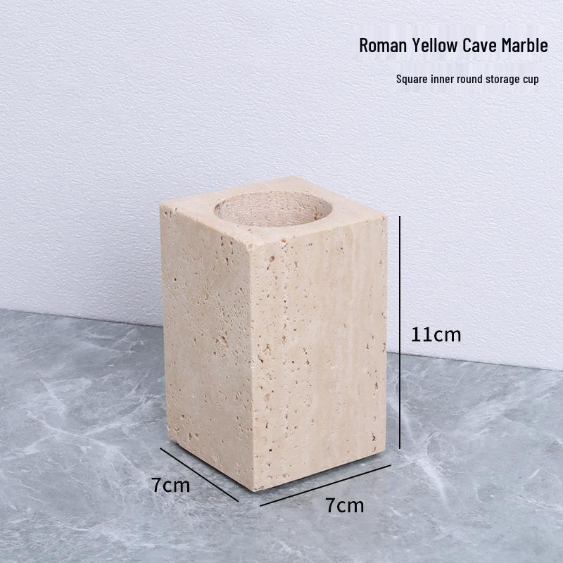 Badezimmerset aus gelbem Marmor im chinesischen Stil: Tablett, Aromatherapie-Ornament, Handseifenspender & Taschentuchbox.