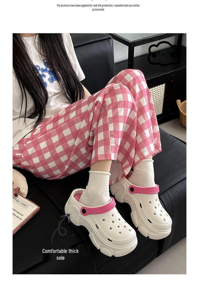 2026 Women's Thick Sole Garden Shoes: Non-Slip High-Heeled Beach Slippers with Arch Support and Closed-Toe Design