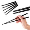 MMmall Non-Slip Chopsticks for Eating Noodles Properly, Eco-Friendly, Made In Japan, Ramen Shop-Quality Chopsticks, 22.5cm, Set of 5 (Black)