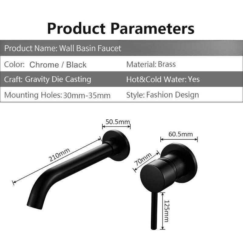 360° Rotation Bathroom Basin Faucet Concealed Wall Mounted Water Tap Single Handle Hot Cold Water Bath Mixer Tap