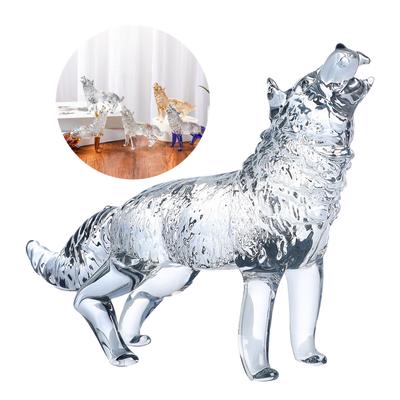 פסל בעלי חיים לאספנים פסל זאב מזכוכית קריסטל פסל זאב מיילל לאוהבי אמנות