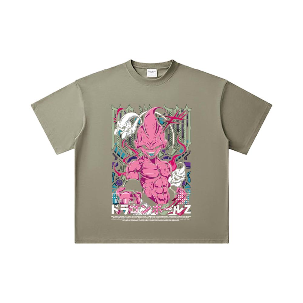 260 GSM Double Yarn 32 Count 100% Cotton Dragon Ball V67 Majin Buu Print Unisex Heavy Cotton T Shirt