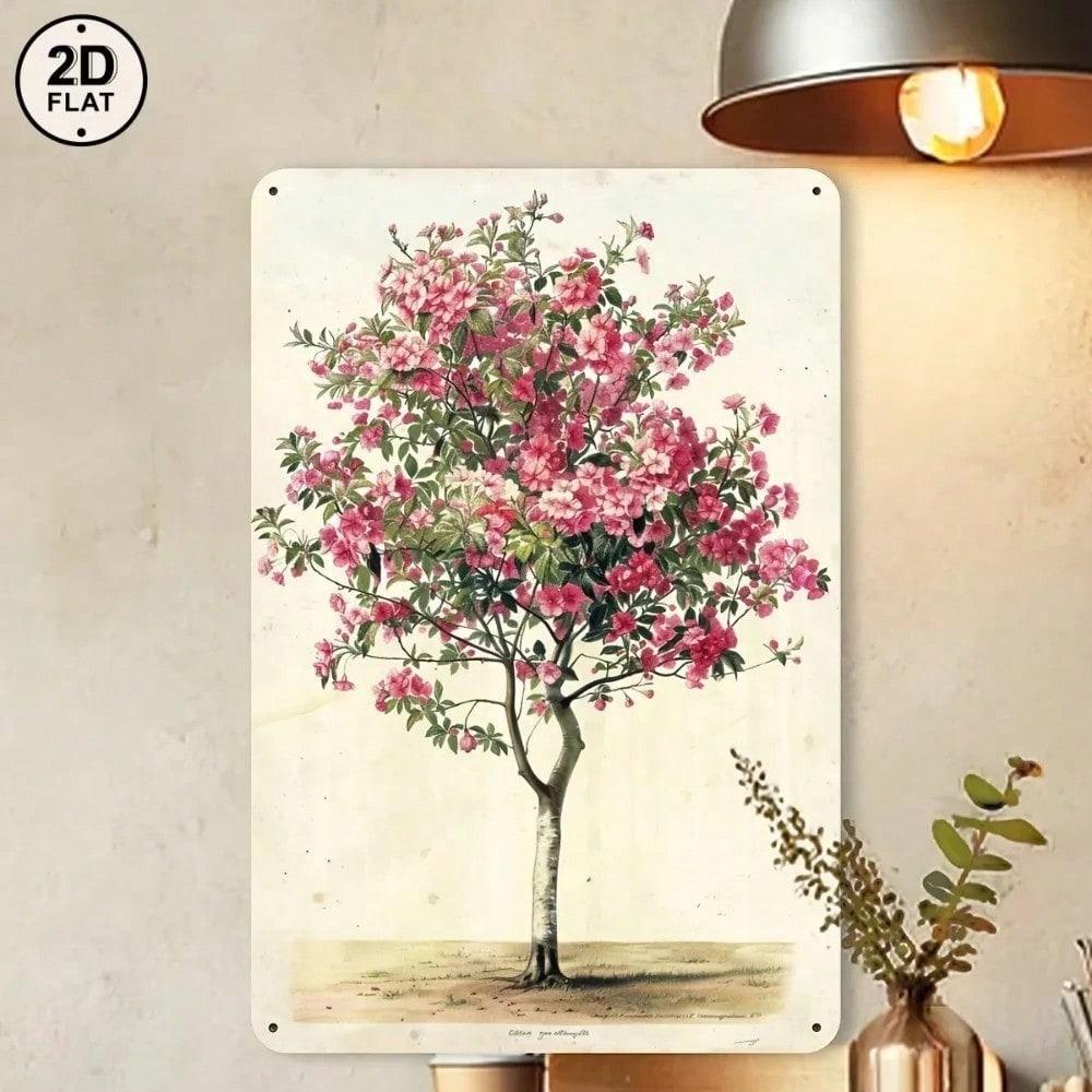 Vintage Botanical Flower Tree Metal Wall Art Rustic Tin Sign For Home Bar Decor 8x12 Inch Plaque
