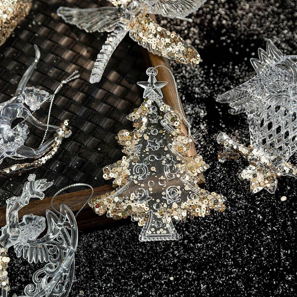 Snowflake Christmas Tree Ornaments DIY Crystal Hanging Christmas Crystal Pendants  Indoor Outdoor