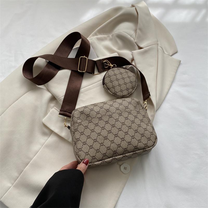 

Vintage Square Crossbody Bag Street Style Pu Material Black Khaki Khaki Color хакі
