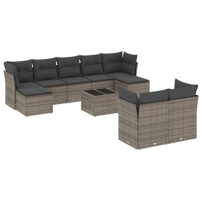 VidaXL Garden Lounge Set with Cushions 10 Pcs Grey Wicker 3250159
