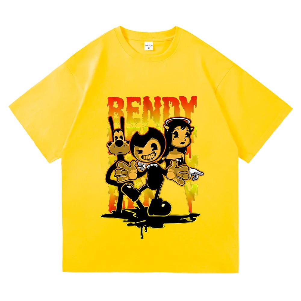 

Bendy and The Ink Machine Game Tshirts Cotton Short Sleeve O-neck Female T-shirt Loose Cartoon Graphic Printing T Shirt Women 4XL