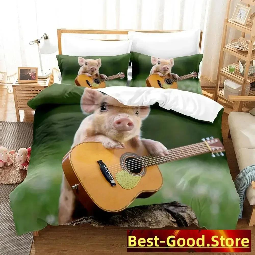 Pink Pig Bedding Set Single Twin Full Queen King Size Bed Set Aldult Kid Bedroom Duvetcover Sets Anime Parure De Lit Bed