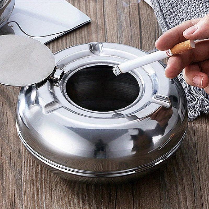 Stainless Steel Ashtray with Lid - Windproof, Rust Proof, Suitable for Home, Office, and Outdoor Use