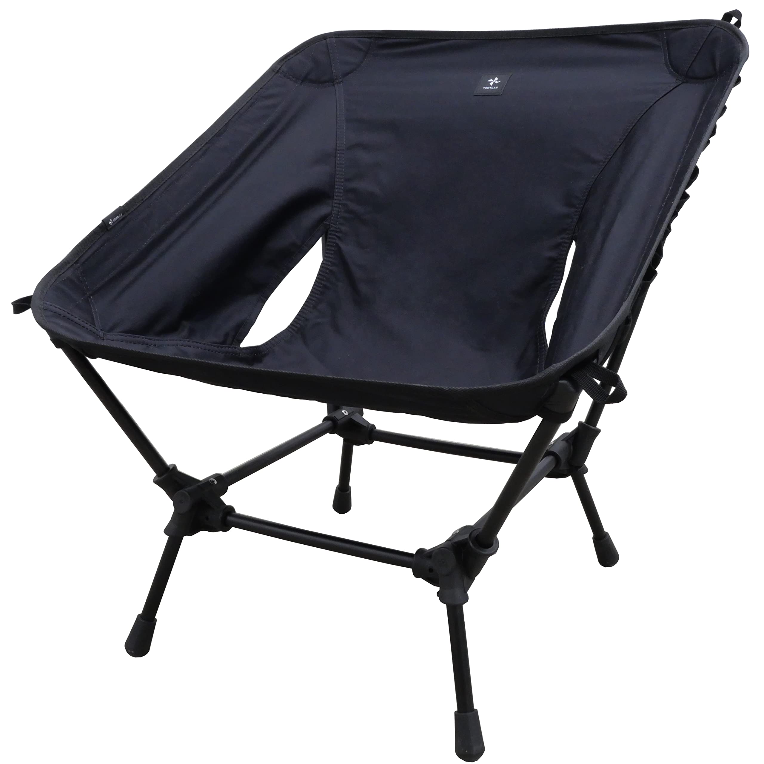 

VENTLAX 2-Way Campfire Chair, Wide TC, Flame-Retardant Polycotton, Spark-Resistant, High/Low Switchable, Low Chair, Ground Chair (All Black)