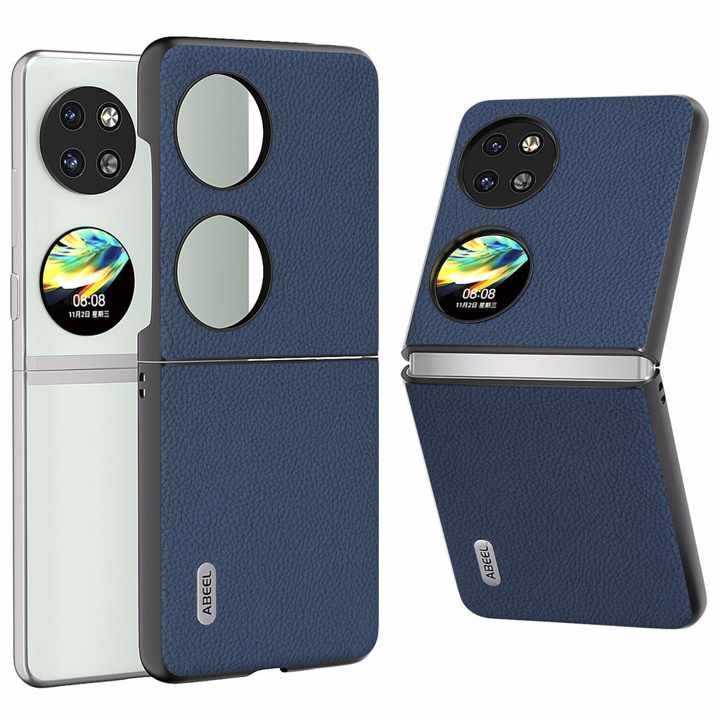 For Huawei Pocket 2 Litchi Texture Case Genuine Cow Leather+PC Phone Cover