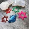 Shiny Glossy Six-pointed Star/Little Planet Keychain Silicone Epoxy Resin Mold DIY Pendant Jewelry for Halloween Gift
