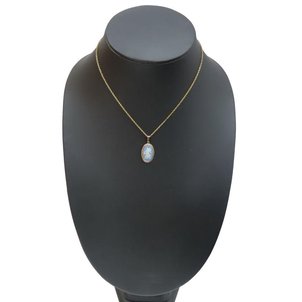 Used Wedgwood Necklace metal 3.8g gold blue plating